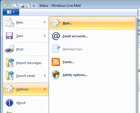 Open WLM Mail Options Open WLM Mail Options