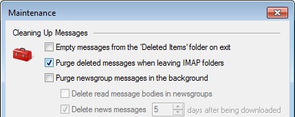 Ensure Purge deleted items is checked Ensure Purge deleted items is checked